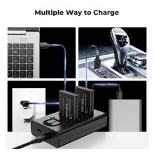 K&F Concept hordozható dupla USB-C akkumulátor BJ-11 töltő + 2db DB-110 akkumulátor 1100mAh (KF-28-0051)