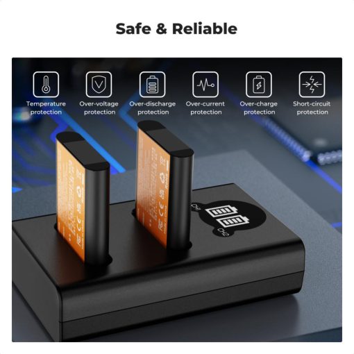 K&F Concept hordozható dupla USB-C akkumulátor BJ-11 töltő + 2db DB-110 akkumulátor 1100mAh (KF-28-0051)