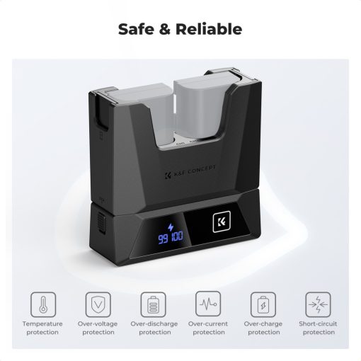 K&F Concept hordozható moduláris dupla töltő, 2db LP-E6NH akkumulátorhoz (KF-28-0057)