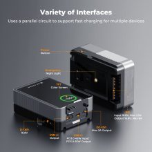 K&F Concept V-Mount Mini Pro akkumulátor, 50Wh, 3400mAh, 65W töltés, D-TAP, BP, DC, TFT kijelző KF28-0059