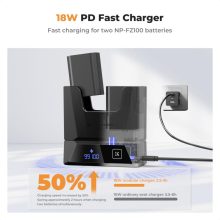 K&F Concept hordozható moduláris dupla töltő, 2db NP-FZ100 akkumulátorhoz (KF-28-0058)