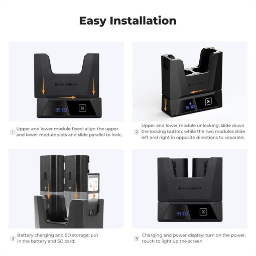 K&F Concept hordozható moduláris dupla töltő, 2db NP-FZ100 akkumulátorhoz (KF-28-0058)