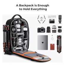 K&F Concept Nature Wander 05, 18L, fotós hátizsák, vízálló, esőhuzat, 15,6" laptoptartó, fekete (KF-13-205)