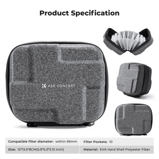 K&F Concept szűrőtartó kemény tok, 10db szűrő számára, max 92mm (KF-13-175)