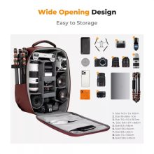 K&F Concept hardshell professzionális kamera hátizsák, 22L, 15.6 laptop zseb, bordó (KF-13-134V5)