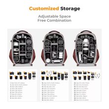 K&F Concept hardshell professzionális kamera hátizsák, 22L, 15.6 laptop zseb, bordó (KF-13-134V5)