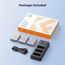 K&F Concept hordozható tripla USB-C akkumulátor LC-E12E töltő, LCD + 3db LP-E8 akkumulátor 1200mAh (KF-28-0099)