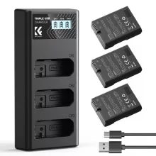 K&F Concept hordozható tripla USB-C akkumulátor MH-24 töltő, LCD + 3db EN-EL14 akkumulátor 1050mAh (KF-28-0100)