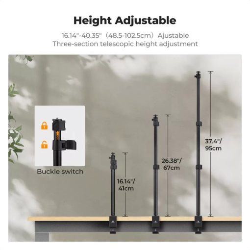 K&F Concept C-Clamp multifunkciós, állítható asztali állvány rendszer, gömbfej, telefontartó adapter (KF-34-040)