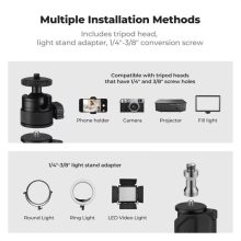 K&F Concept C-Clamp multifunkciós, állítható asztali állvány rendszer, gömbfej, telefontartó adapter (KF-34-040)
