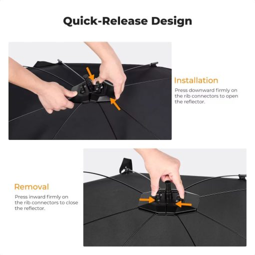 K&F Concept Curved Clamshell Reflector, hajlított derítőlap, 65x123cm, állvánnyal (KF-18-0017)