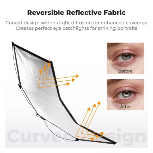 K&F Concept Curved Clamshell Reflector, hajlított derítőlap, 65x123cm, állvánnyal (KF-18-0017)