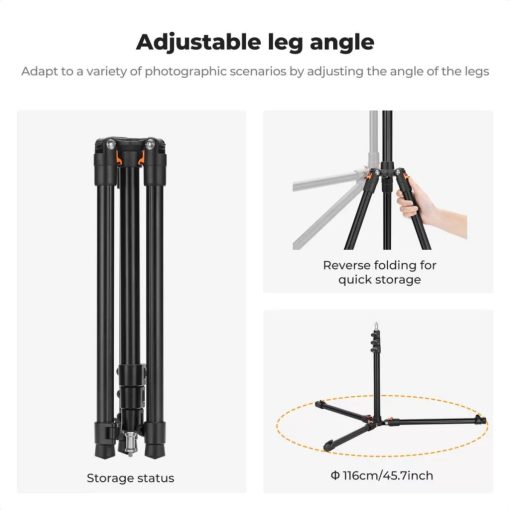 K&F Concept lámpaállvány, 200cm magasság, 3kg teherbírás, alumínum (KF-34-038)