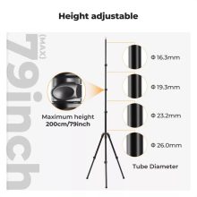 K&F Concept lámpaállvány, 200cm magasság, 3kg teherbírás, alumínum (KF-34-038)