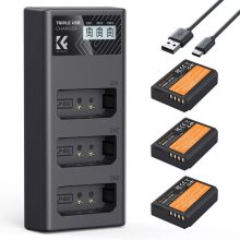 K&F Concept hordozható tripla USB-C akkumulátor LC-E10 töltő, LCD + 3db LP-E10 akkumulátor 1200mAh (KF-28-0090)