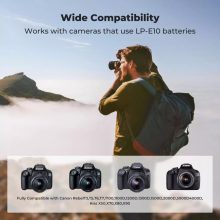 K&F Concept hordozható tripla USB-C akkumulátor LC-E10 töltő, LCD + 3db LP-E10 akkumulátor 1200mAh (KF-28-0090)