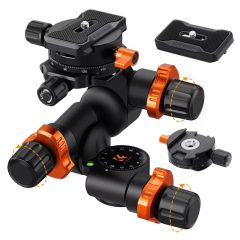   K&F Concept GD3W PRO panoráma állványfej, precíziós 3 irányú, 6?kg teherbírás, vízmérték, Arca Swiss (KF-31-127)