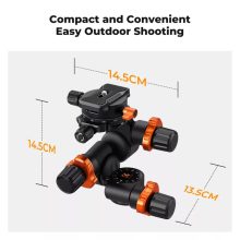 K&F Concept GD3W PRO panoráma állványfej, precíziós 3 irányú, 6?kg teherbírás, vízmérték, Arca Swiss (KF-31-127)