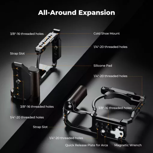 K&F Concept kamera keret, cage, Nikon ZR kompatibilis, ARRI, vakupapucs (KF-31-247)