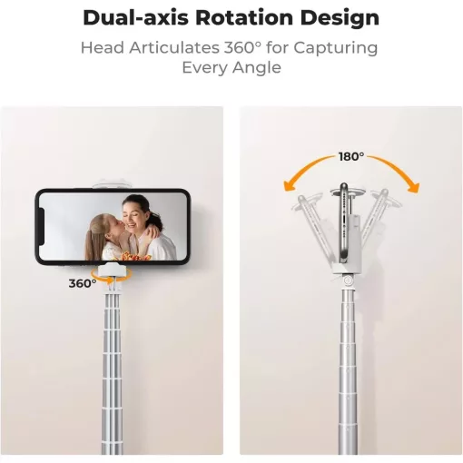 K&F Concept X96 selfie állvány, monopod, telefontartó adapter, 175cm max magasság, bluetooth, fehér (KF-15-0001)