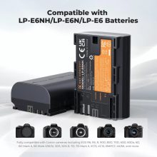 K&F Concept hordozható dupla USB-C akkumulátor LC-E6 töltő, LCD + 2db LP-E6NH akkumulátor 2600mAh (KF-28-0098)
