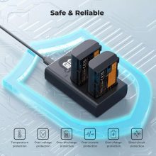 K&F Concept hordozható dupla USB-C akkumulátor LC-E6 töltő, LCD + 2db LP-E6NH akkumulátor 2600mAh (KF-28-0098)