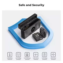 K&F Concept hordozható tripla USB-C akkumulátor töltő, LCD +3db GoPro Hero 13 akkumulátor 2100mAh (KF-28-0087)