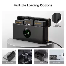 K&F Concept hordozható tripla USB-C akkumulátor töltő, LCD +3db GoPro Hero 13 akkumulátor 2100mAh (KF-28-0087)