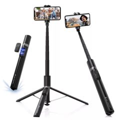   K&F Concept X96 selfie állvány, monopod, telefontartó adapter, 175cm max magasság, bluetooth, fekete (KF-15-0002)