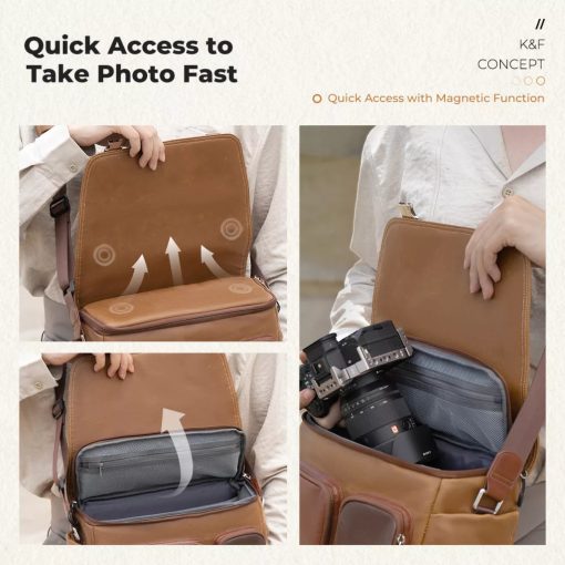 K&F Concept Sling Bag 10L Urban Wander 11, Gobi brown, bőrhatású felület, sötét barna (KF-13-142V1)