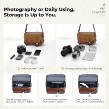 K&F Concept Sling Bag 10L Urban Wander 11, Gobi brown, bőrhatású felület, sötét barna (KF-13-142V1)