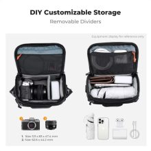 K&F Concept Travel Shoulder Bag oldaltáska, 2,5L, S, kemény előlapi védőborítás, fekete (KF-13-222)