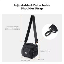 K&F Concept Travel Shoulder Bag oldaltáska, 2,5L, S, kemény előlapi védőborítás, fekete (KF-13-222)