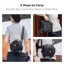 K&F Concept Travel Shoulder Bag oldaltáska, 2,5L, S, kemény előlapi védőborítás, fekete (KF-13-222)