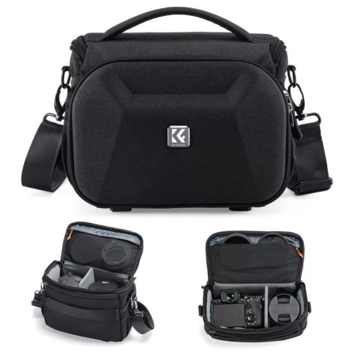K&F Concept Travel Shoulder Bag oldaltáska, 5L, M, kemény előlapi védőborítás, fekete (KF-13-221)