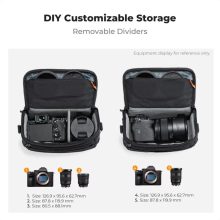 K&F Concept Travel Shoulder Bag oldaltáska, 5L, M, kemény előlapi védőborítás, fekete (KF-13-221)