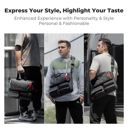 K&F Concept multifunkciós digitális eszköz tároló válltáska, 15,6" laptophoz, fekete (KF-13-225)