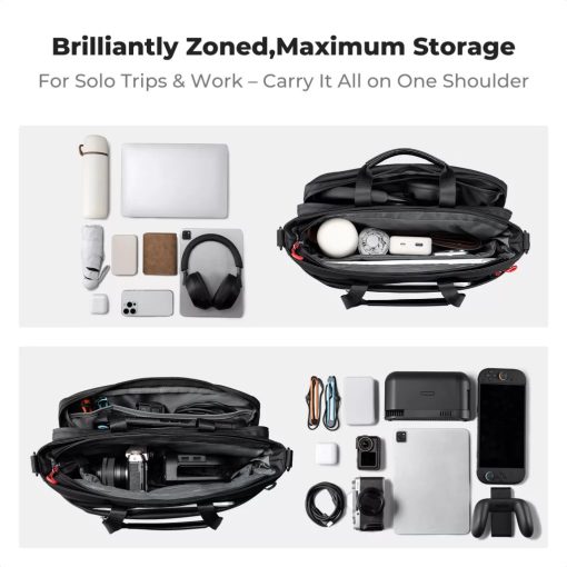 K&F Concept multifunkciós digitális eszköz tároló válltáska, 15,6" laptophoz, fekete (KF-13-225)