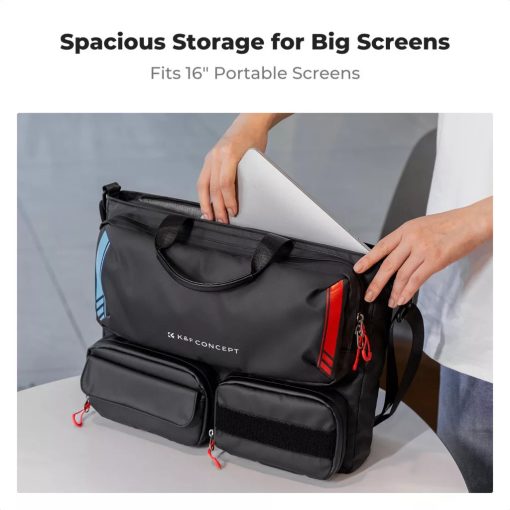 K&F Concept multifunkciós digitális eszköz tároló válltáska, 15,6" laptophoz, fekete (KF-13-225)