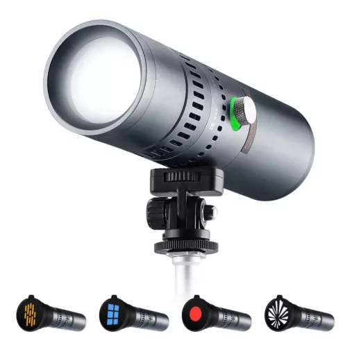 K&F Concept 25W lámpa, WRGB, fókuszálható fény, 20db gobo, 4db szín, 9000mAh, állványmenet, szürke (KF-34-063V1)