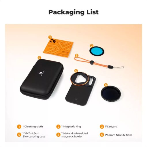 K&F Concept MagSafe szűrőtartó adapter 58 mm ND2-32 VND szűrővel, iPhone 17 Pro (KF-15-0017)