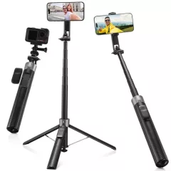   K&F Concept 1,8m állvány, selfie bot, gömbfejjel, Gopro adapter, telefon adapter, bluetooth kioldó (KF-15-0015)