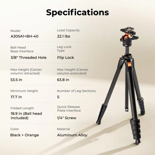 K&F Concept A305A1 + BH-40 állvány, telefon adapter (KF-09-170)