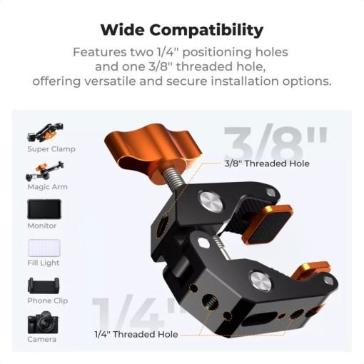 K&F Concept multi funkcionális super crab clamp, satu, 20-60mm átfogás (KF-31-218)