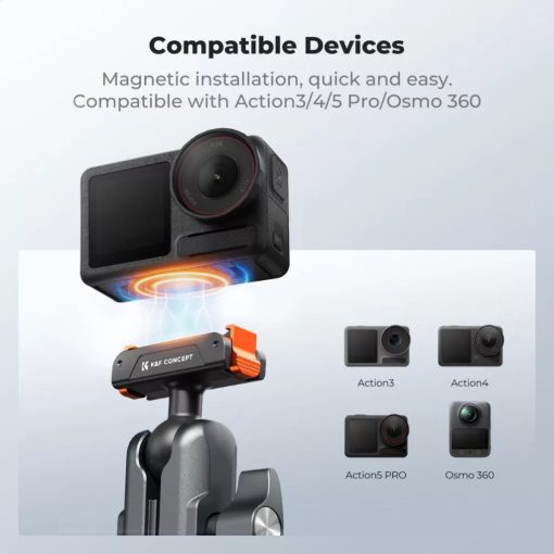 K&F Concept MS101 csőre szerelhető satu 8-40mm átmérőhöz, magic arm, DJI Action3/4/5 Pro/Osmo 360 (KF-31-204S1)