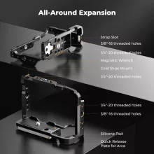 K&F Concept kamera keret, cage, Sony ZV-E10 II kompatibilis, NATO, ARRI, vakupapucs (KF-31-241)