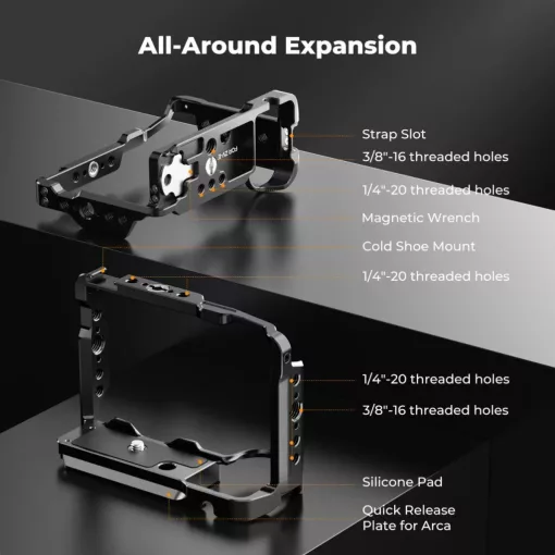 K&F Concept kamera keret, cage, Sony ZV-E10 II kompatibilis, NATO, ARRI, vakupapucs (KF-31-241)