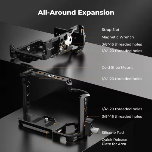 K&F Concept kamera keret, cage, Sony ZV-E1 kompatibilis, NATO, ARRI, vakupapucs (KF-31-242)