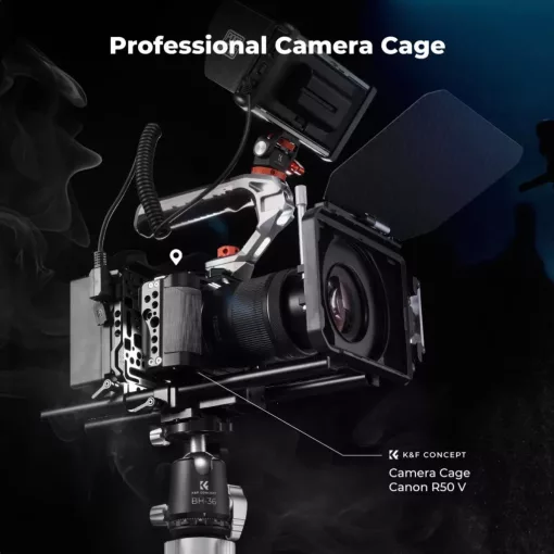 K&F Concept kamera keret, cage, Canon R50V kompatibilis, ARRI, vakupapucs (KF-31-246)