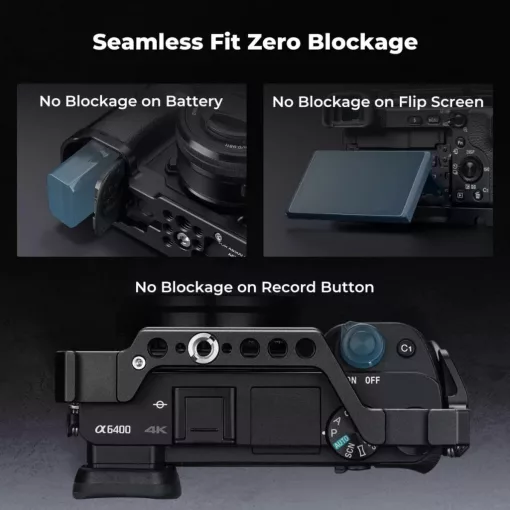 K&F Concept kamera keret, cage, Sony A6000/A6300/A6400 kompatibilis, NATO, ARRI, vakupapucs (KF-31-245)